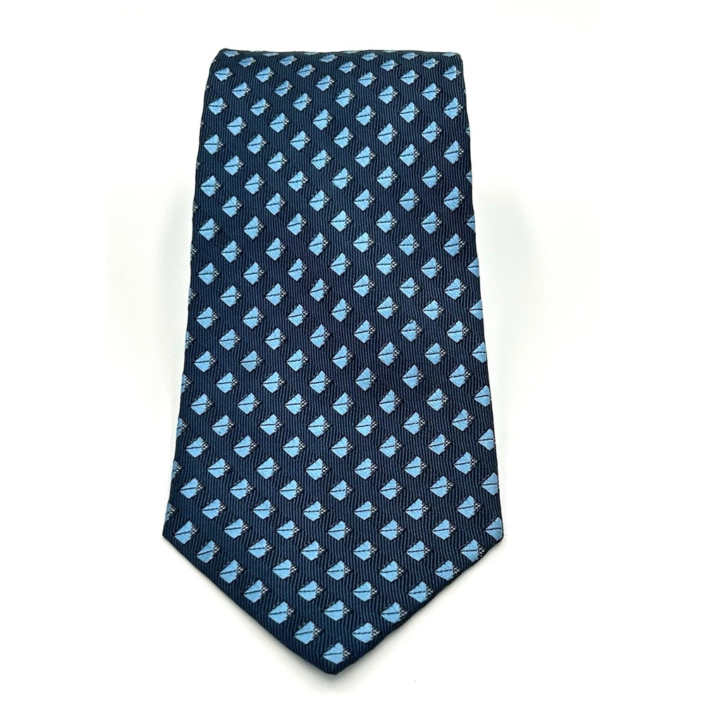 DKNY 100% Silk Men's Neck Tie Blue Tonal Decorative Diamonds 3.25W 58L
